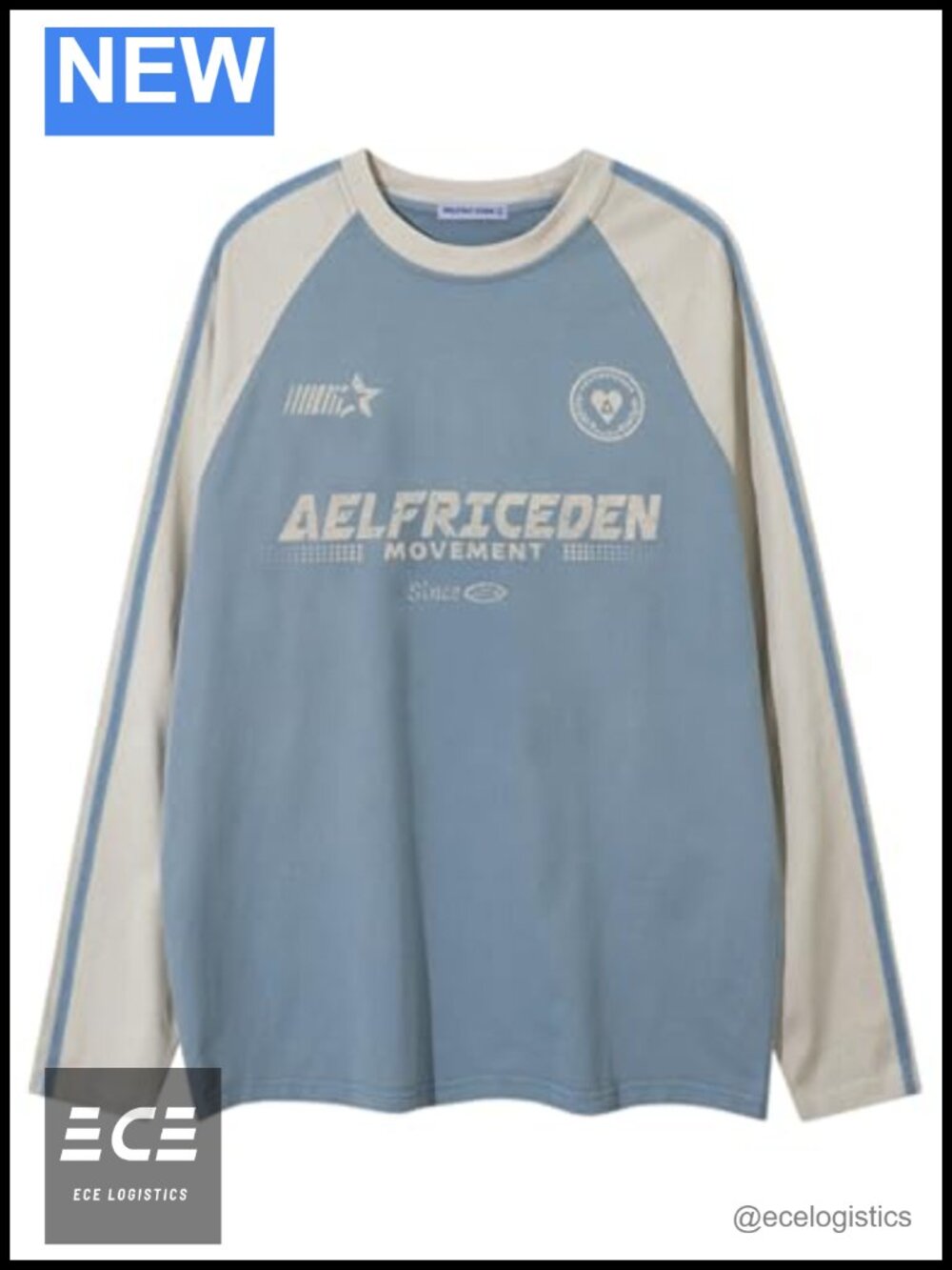 Aelfric Eden Long Sleeve Color Block Print Oversized Sweatshirt Crewneck Y2K